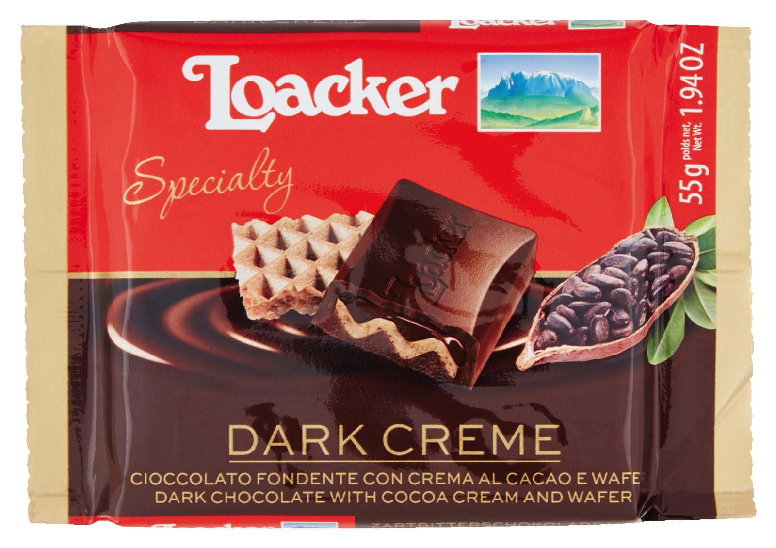 Cioccolato Dark Creme Tavoletta cioccolato fondente 60%, crema al cacao e cialda wafer
