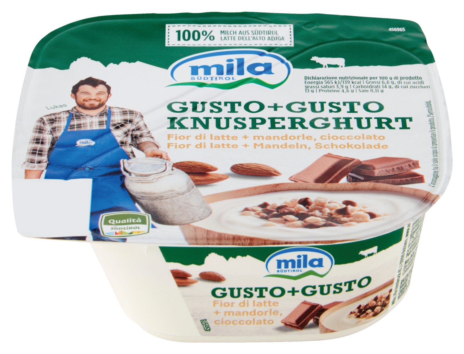 Gusto+Gusto weißer Joghurt mit Mandeln und Schokolade