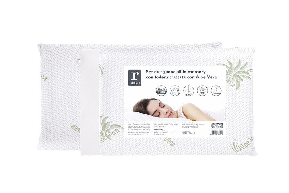 Set 2 guanciali in memory con fodera con aloe vera