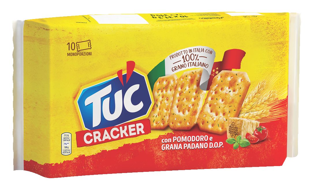Cracker con Pomodoro e Grana Padano DOP