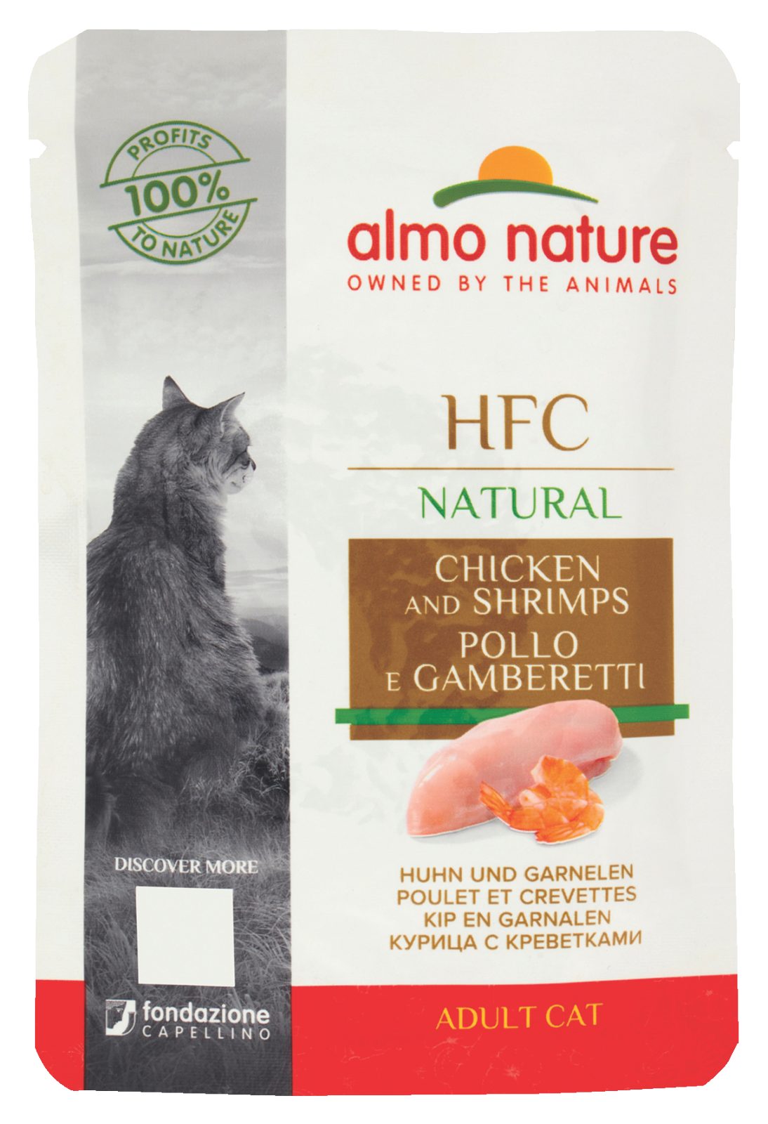 Katzenfutter mit Huhn und Garnelen