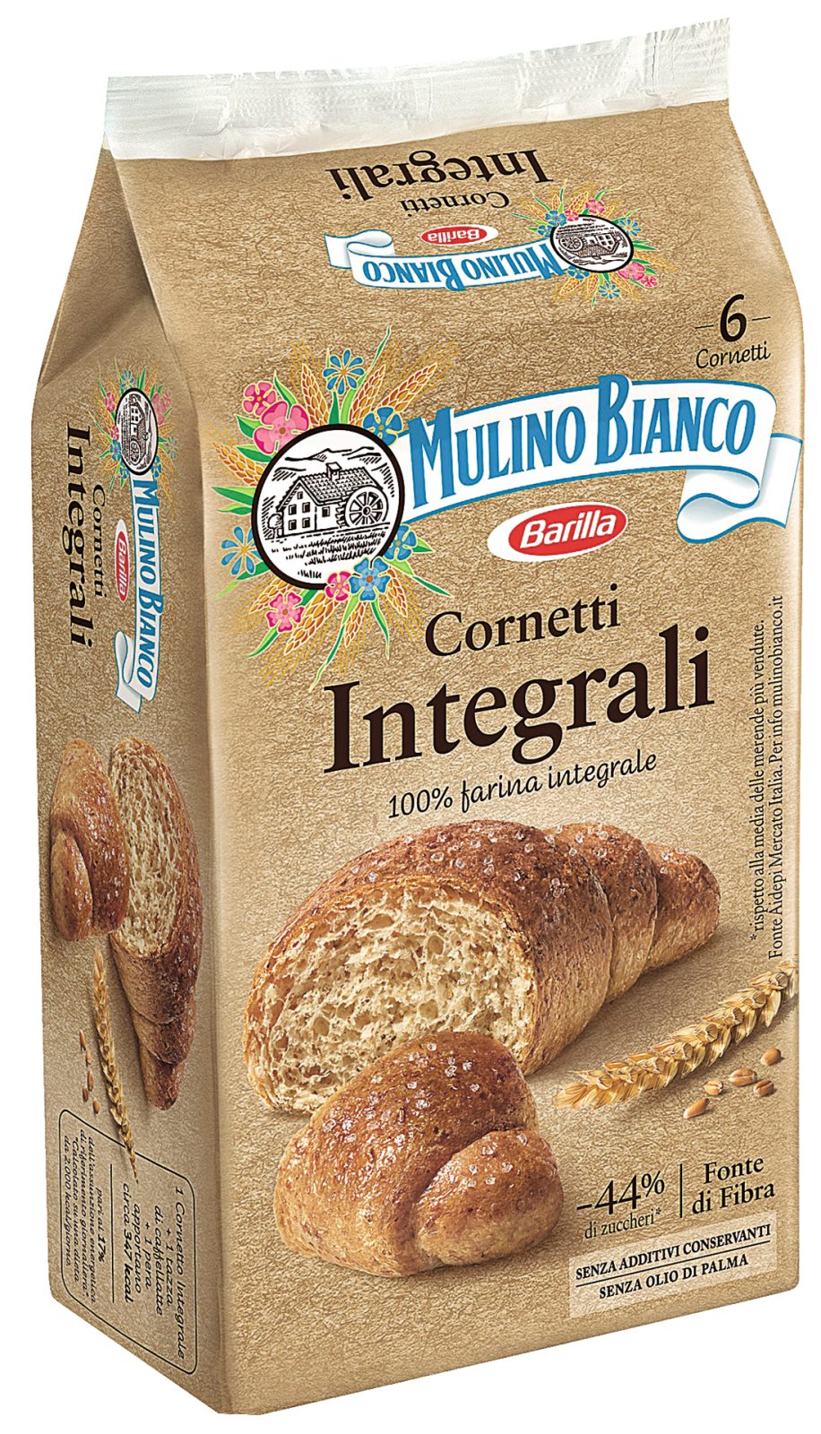 Cornetti Integrali Merenda con 100% Farina Integrale 6 pezzi