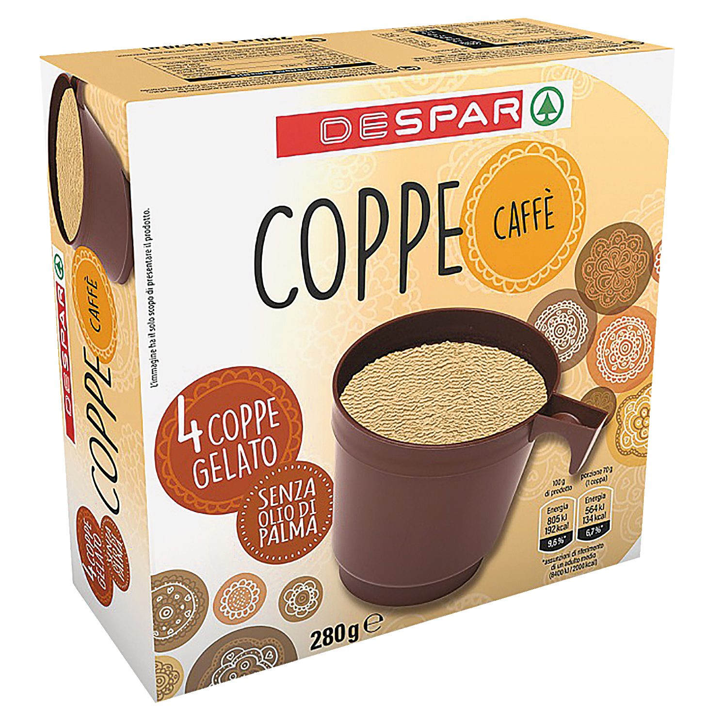 4 Coppe gelato al Caffè