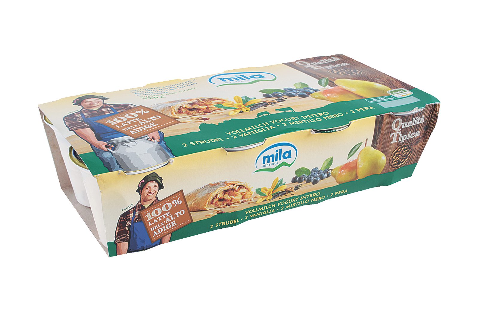 Yogurt Intero 2 Pera - 2 Mirtillo - 2 Strudel - 2 Vaniglia
