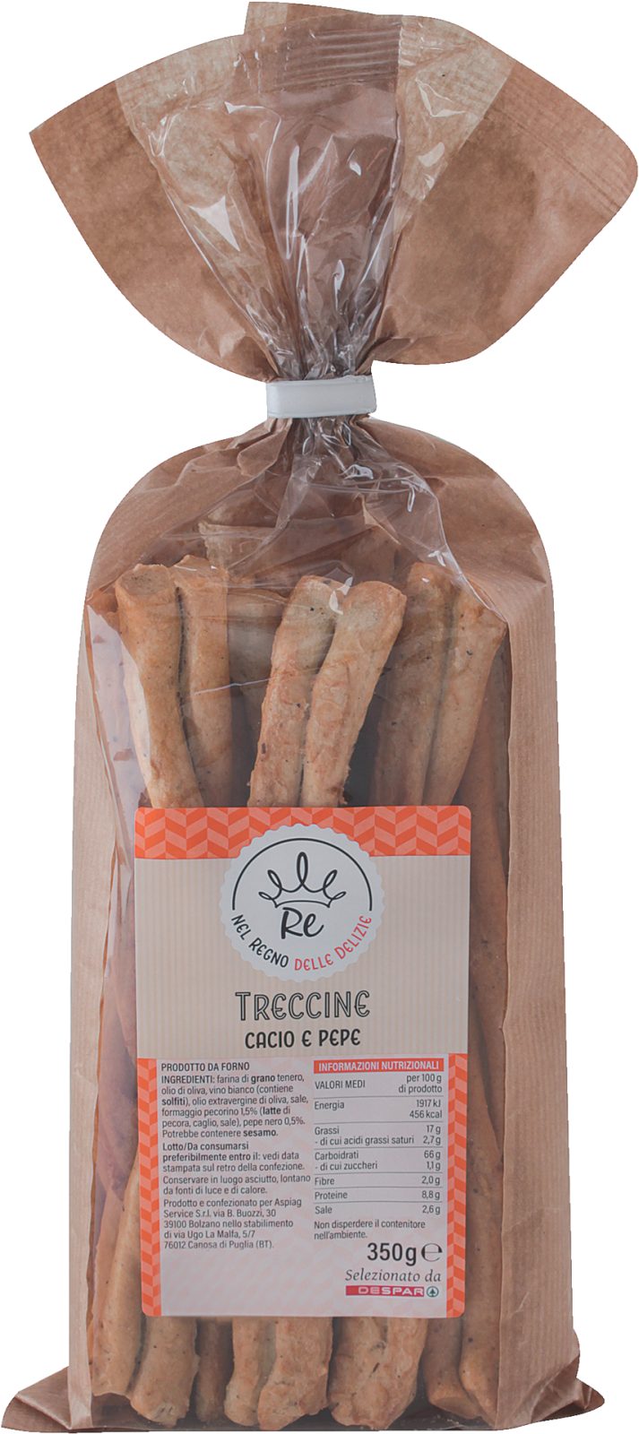 Gebäck Treccine mit Käse und Pfeffer