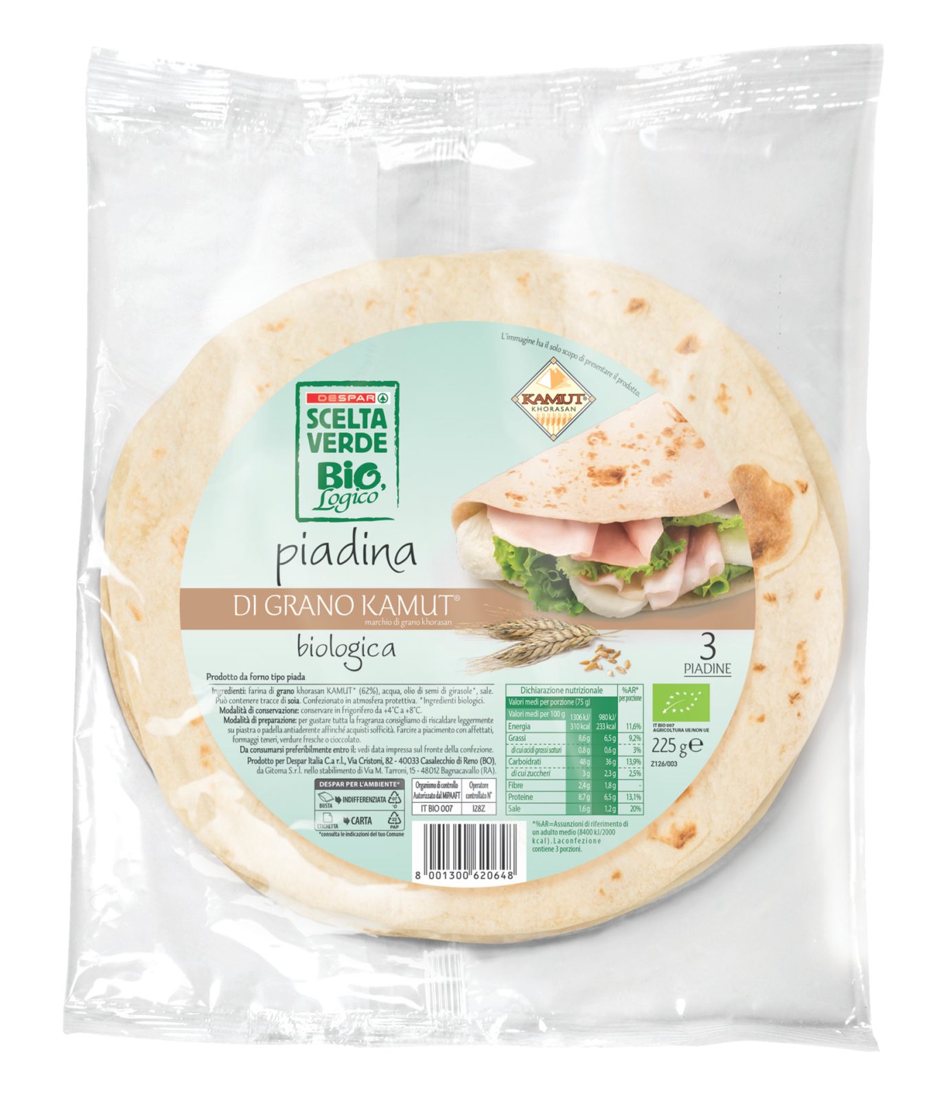 3 Piadine di Grano Kamut
