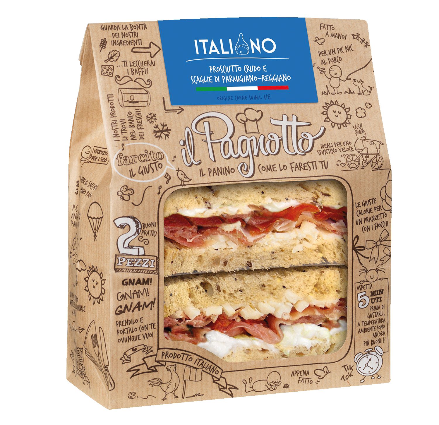 Panino Italiano prosciutto crudo e scaglie di Parmigiano Reggiano