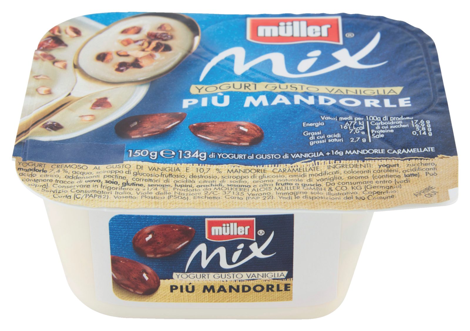 Yogurt alla vaniglia più mandorle