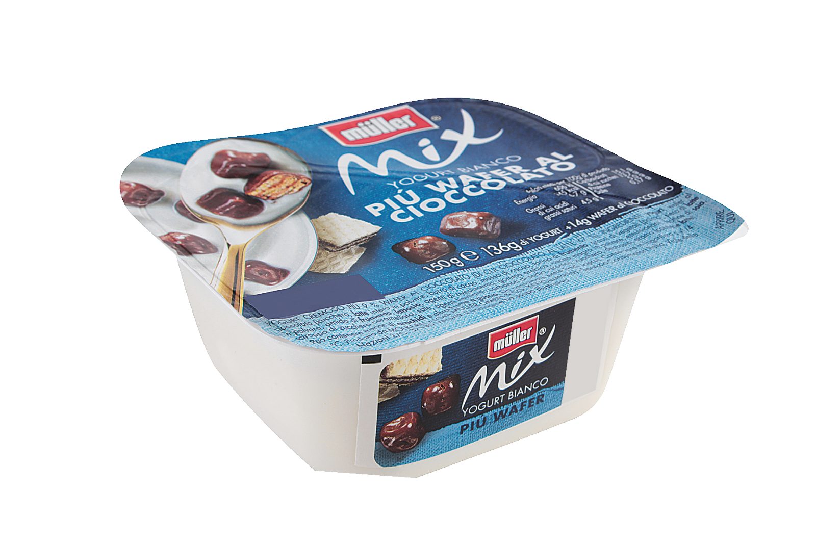 Yogurt bianco più wafer al cioccolato