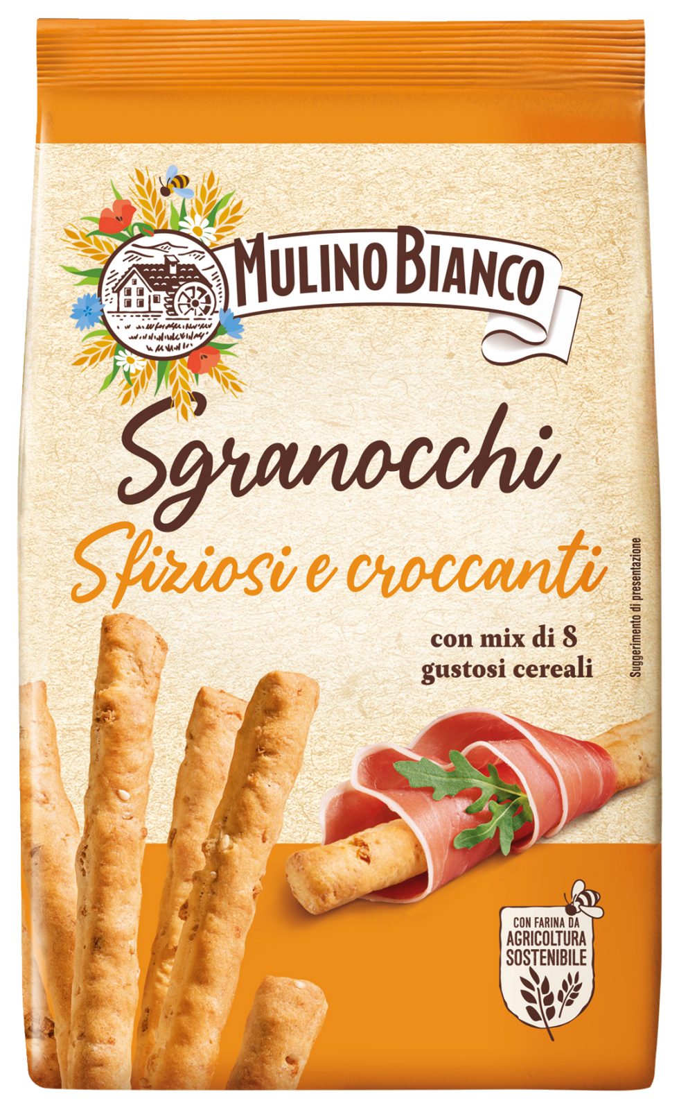 Sgranocchi Grissini con 8 Cereali e Sesamo con Farina Sostenibile