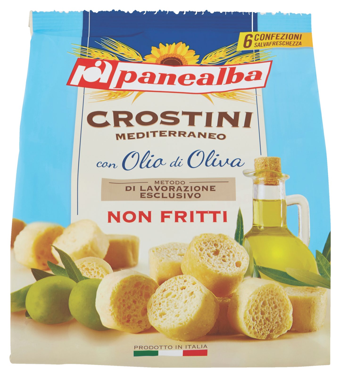 Crostini gusto mediterraneo con olio di oliva 13% 