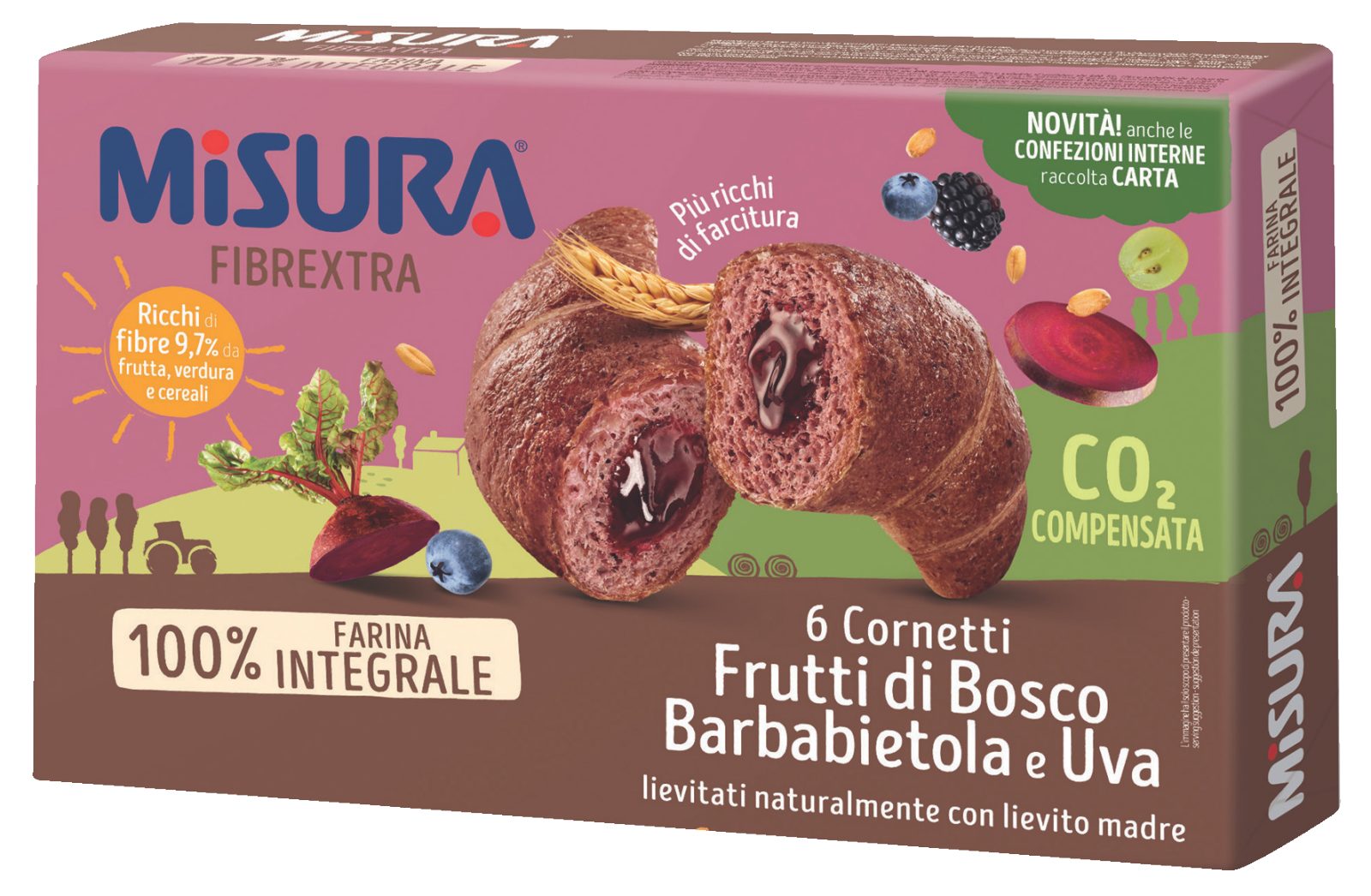 Fibrextra 6 Cornetti Frutti di Bosco Barbabietola e Uva