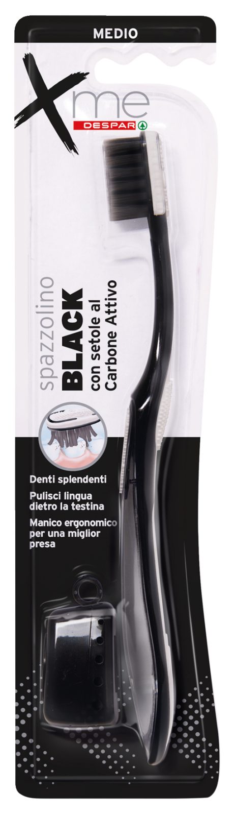 Spazzolino con Setole al Carbone Attivo Denti Splendenti Medio