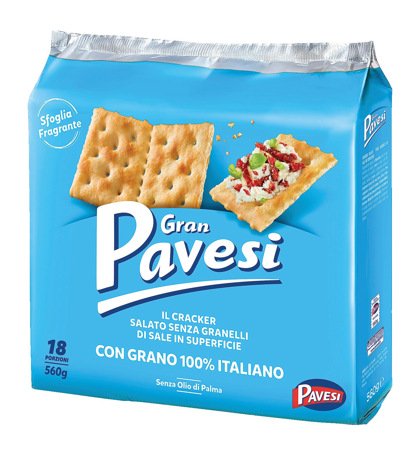 Crackers salati senza granelli di sale in superficie