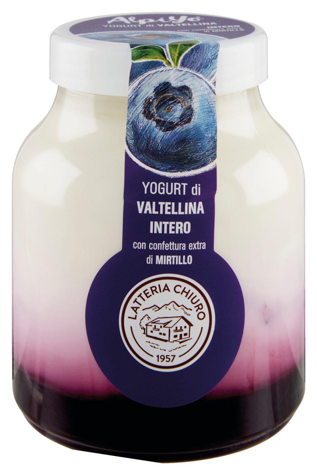 Yogurt di Valtellina Intero con confettura extra di Mirtillo
