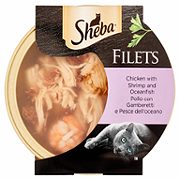 Alimento gatto Filets con pollo, gamberetti e pesce dell'oceano