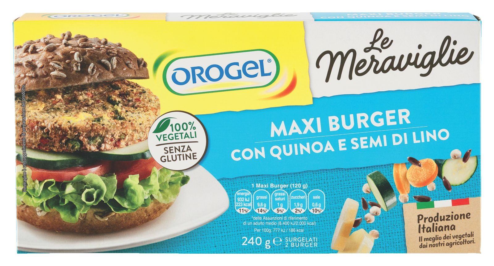 Le Meraviglie Maxi Burger con Quinoa e Semi di Lino Surgelati