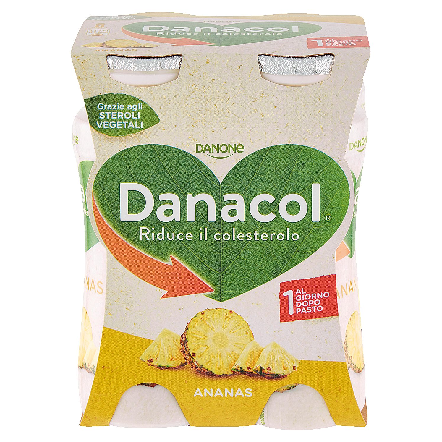 Trinkjoghurt, senkt den Cholesterinspiegel dank Pflanzensterinen, Ananasgeschmack