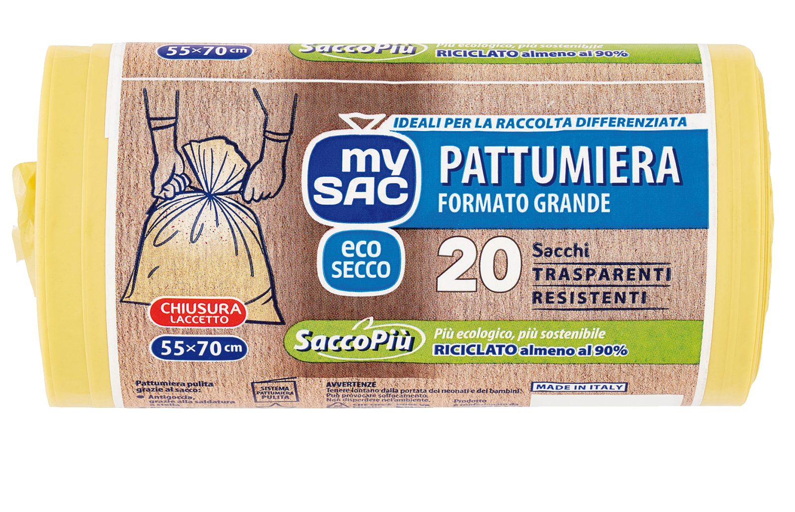Eco Secco Pattumiera Formato Grande 55 x 70 cm 20 Sacchi
