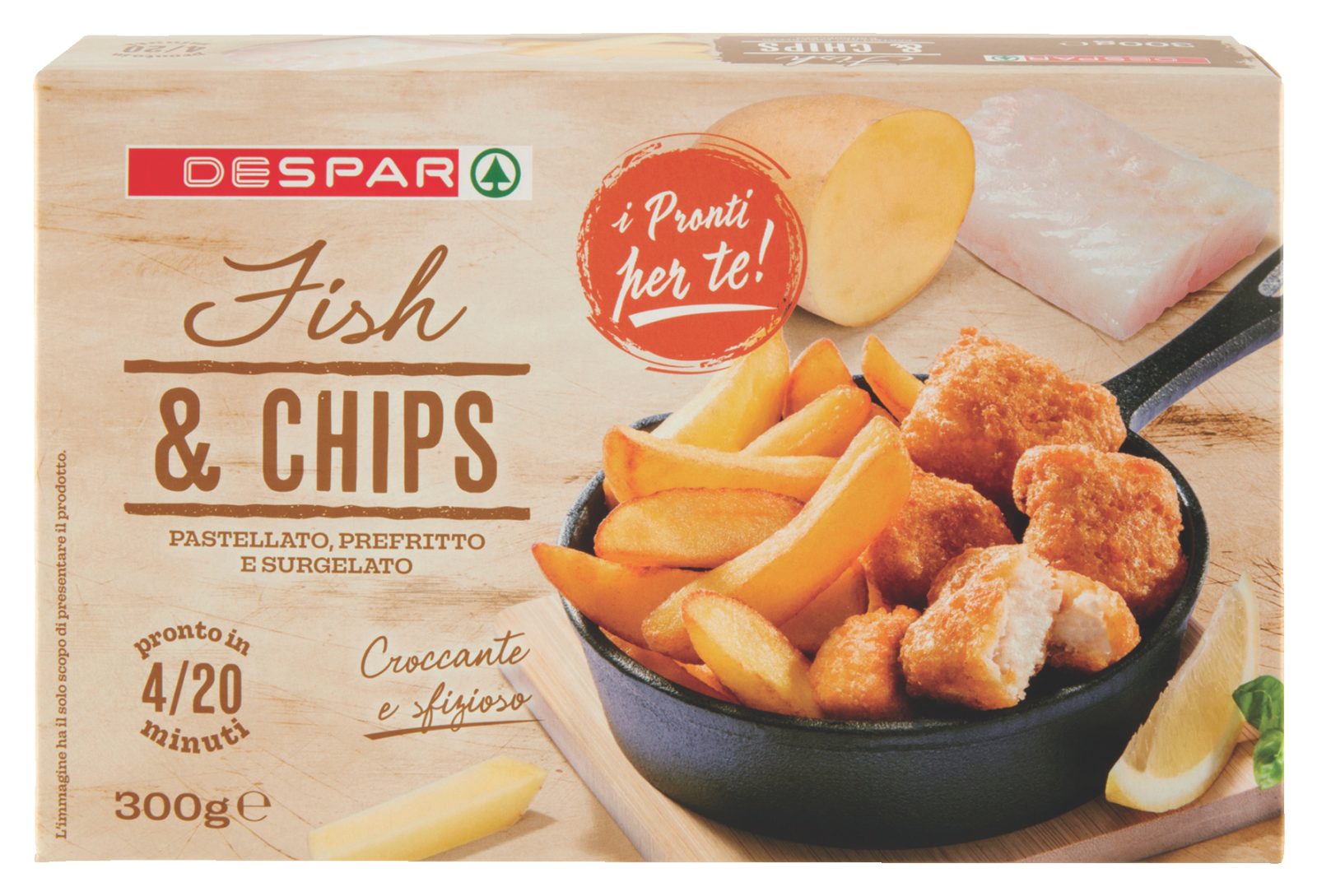 Fish & Chips Pastellato, Prefritto e surgelato