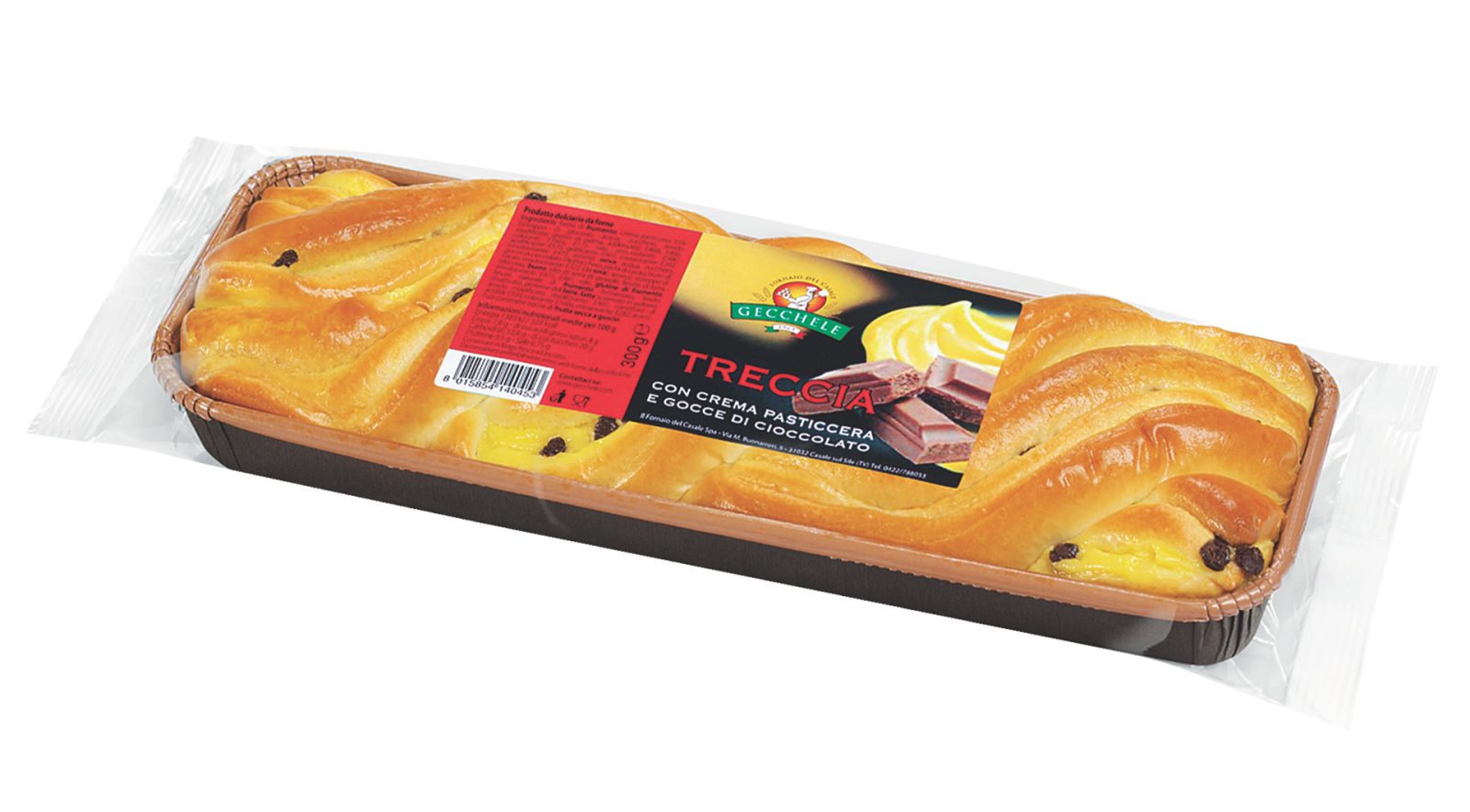 Treccia con crema e gocce di cioccolato