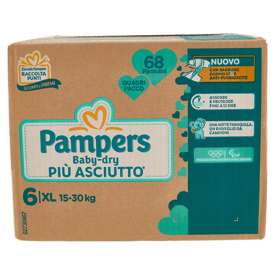 Pannolini Baby-dry XL 6
15-30 kg quadripack