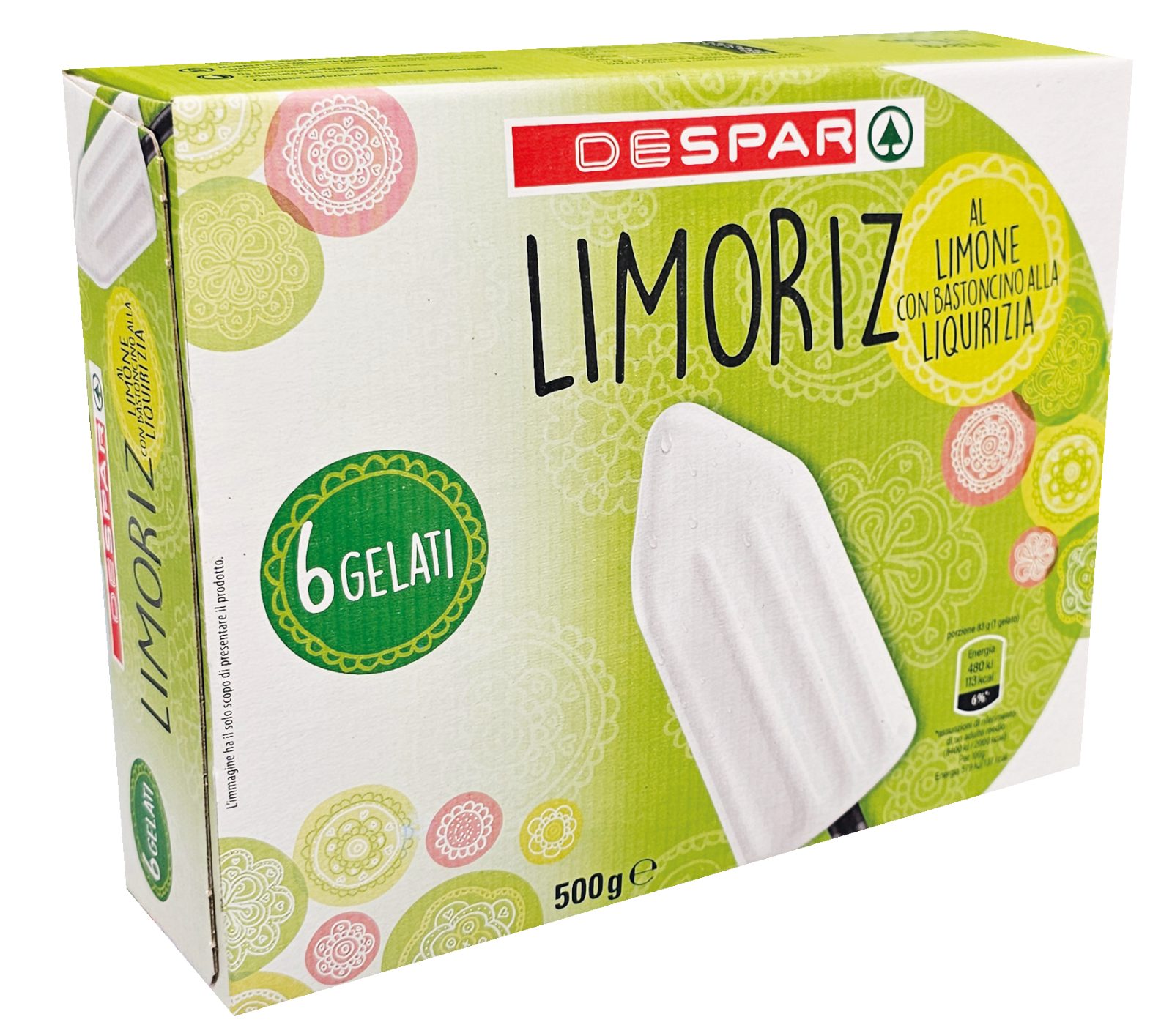 Zitronen-Wassereis mit Lakritzstiel Limoriz
