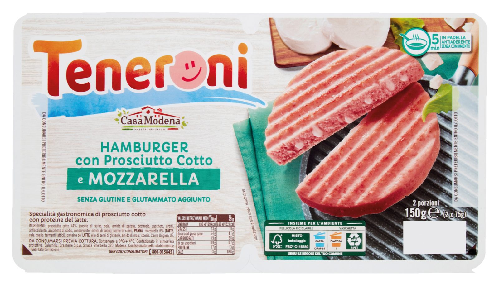 Teneroni Kochschinkenburger mit Mozzarella