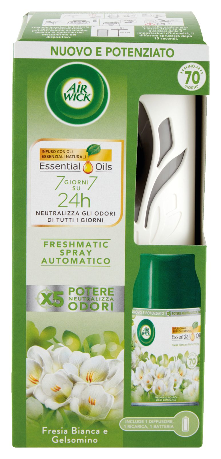 Diffusore spray automatico + ricarica  Fresia Bianca e Gelsomino