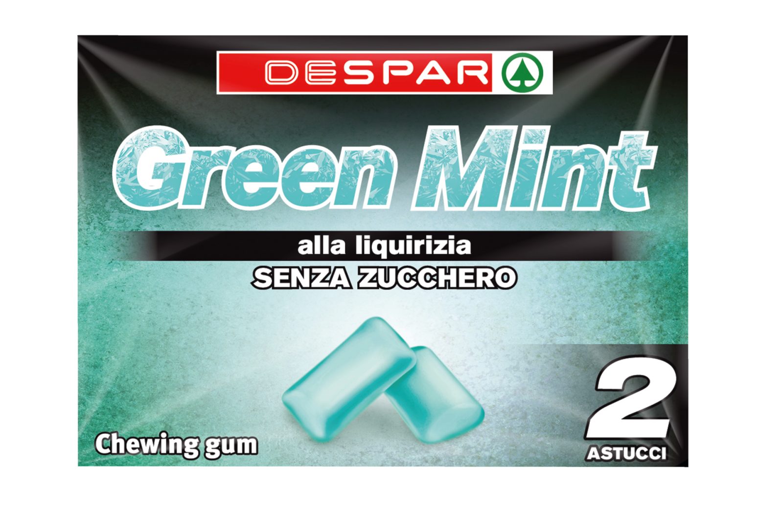 Zuckerfreier Kaugummi mit grüner Minze und Lakritze