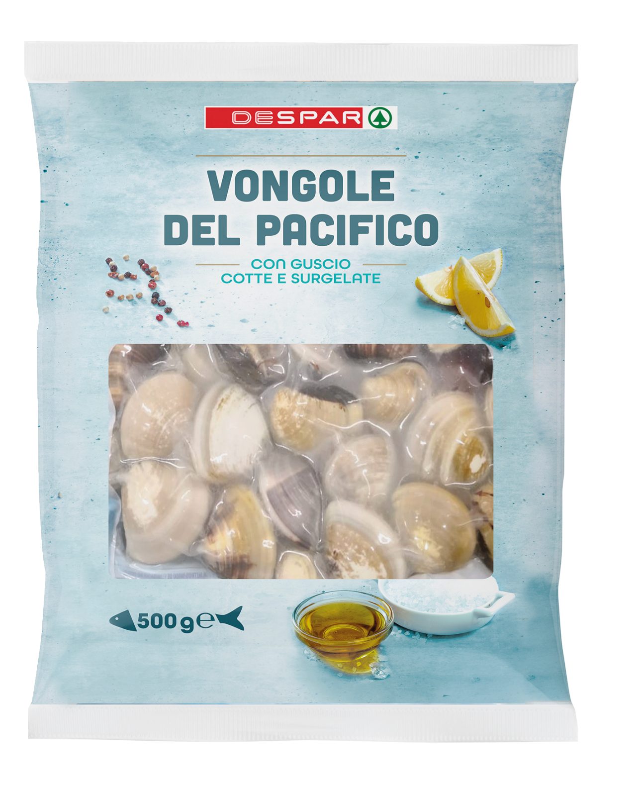 Vongole del Pacifico con Guscio cotte e surgelate