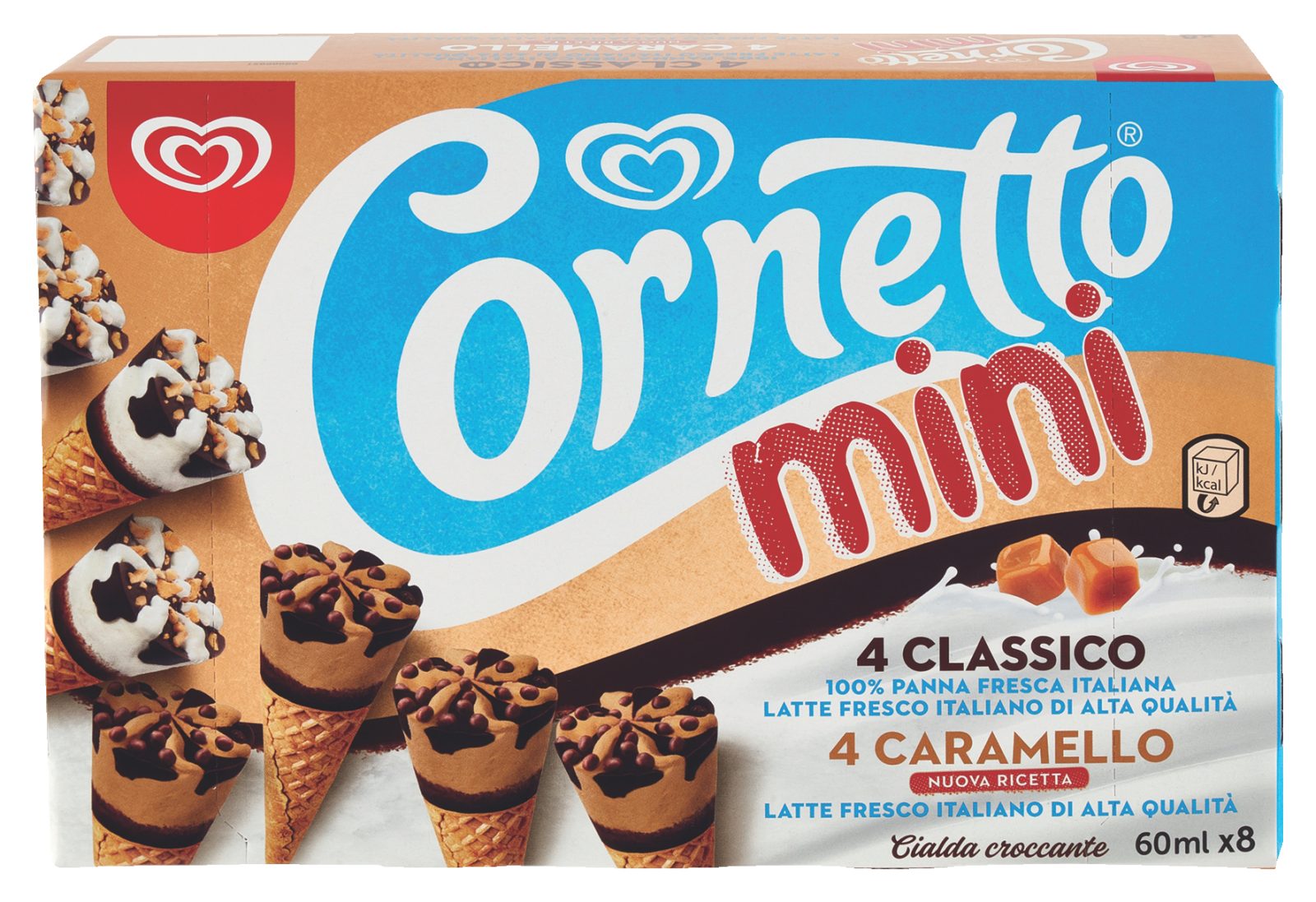 Mini-Waffeleis Cornetto klassisch und Karamell