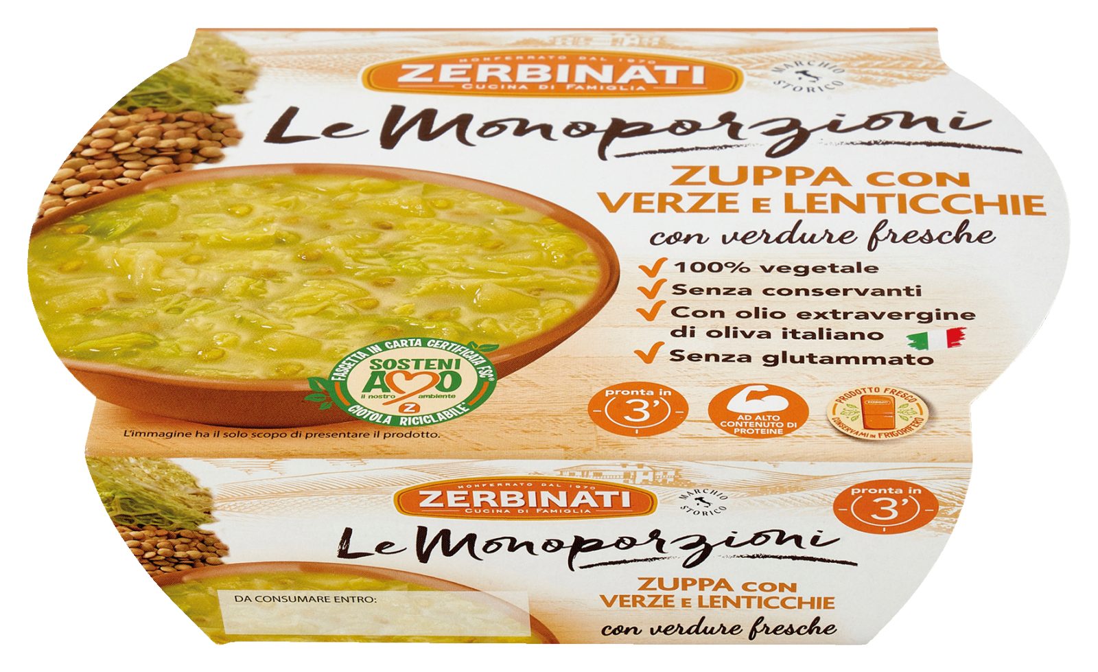Zuppa con verze e lenticchie