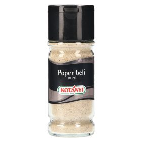 POPER BELI MLETI, KOTÁNYI, 54G Beli poper je poper, odvzet iz tanke plasti  sredice in sušen na soncu. Zato tudi svetla barva. Bela poprova zrna so  podobno pikantna, vendar začinijo za odtenek