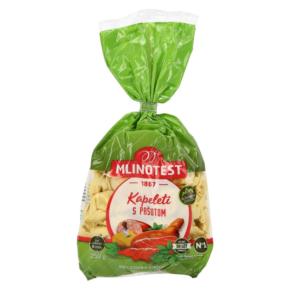 SVEŽE TESTENINE KAPELETI S PRŠUTOM, MLINOTEST, 250G