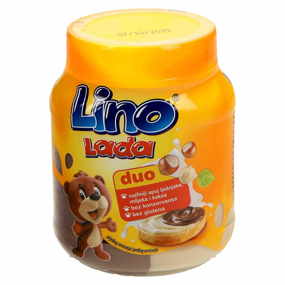 mlečni in lešnikov kremni namaz lino lada duo, podravka, 400g