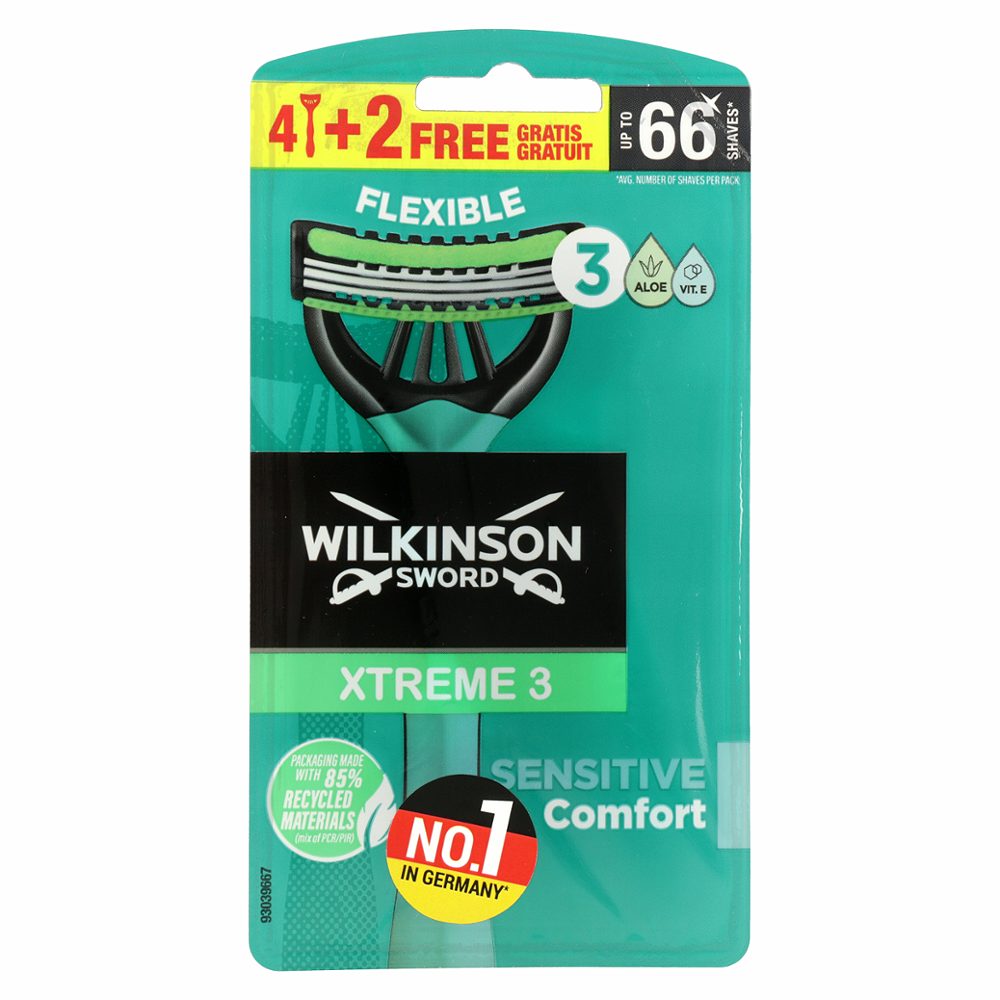 britvice moške xtreme3 sensitive, wilkinson, 6/1