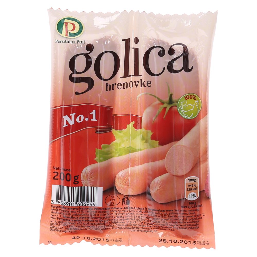 PERUTNINSKE HRENOVKE BREZ OVOJA, GOLICA, 200G