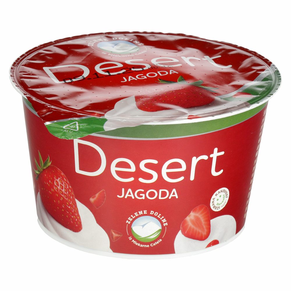 desert, jogurtova smetana s podloženimi jagodami, zelene doline, 150g