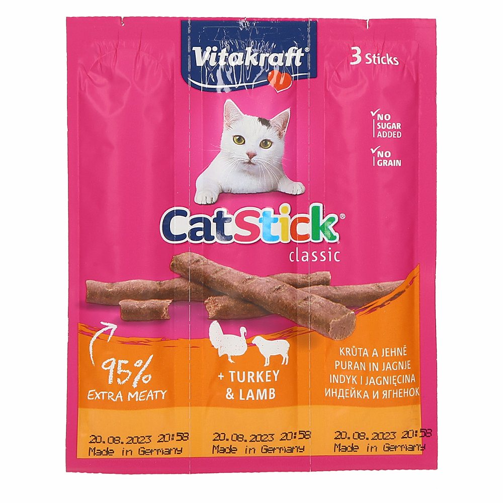 priboljšek za mačke puran in ovca cat stick mini, vitakraft, 3/1, 18g