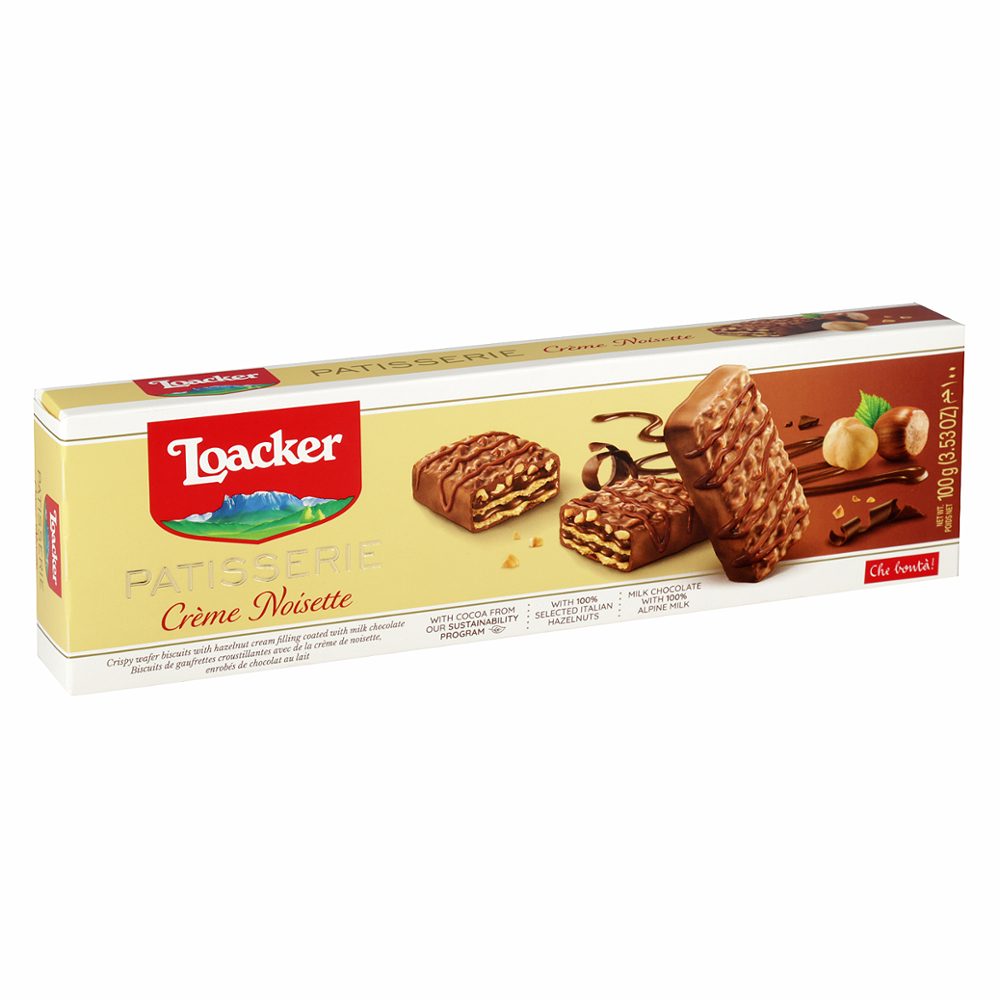 čokoladni vaflji, loacker creme noisette, 100 g