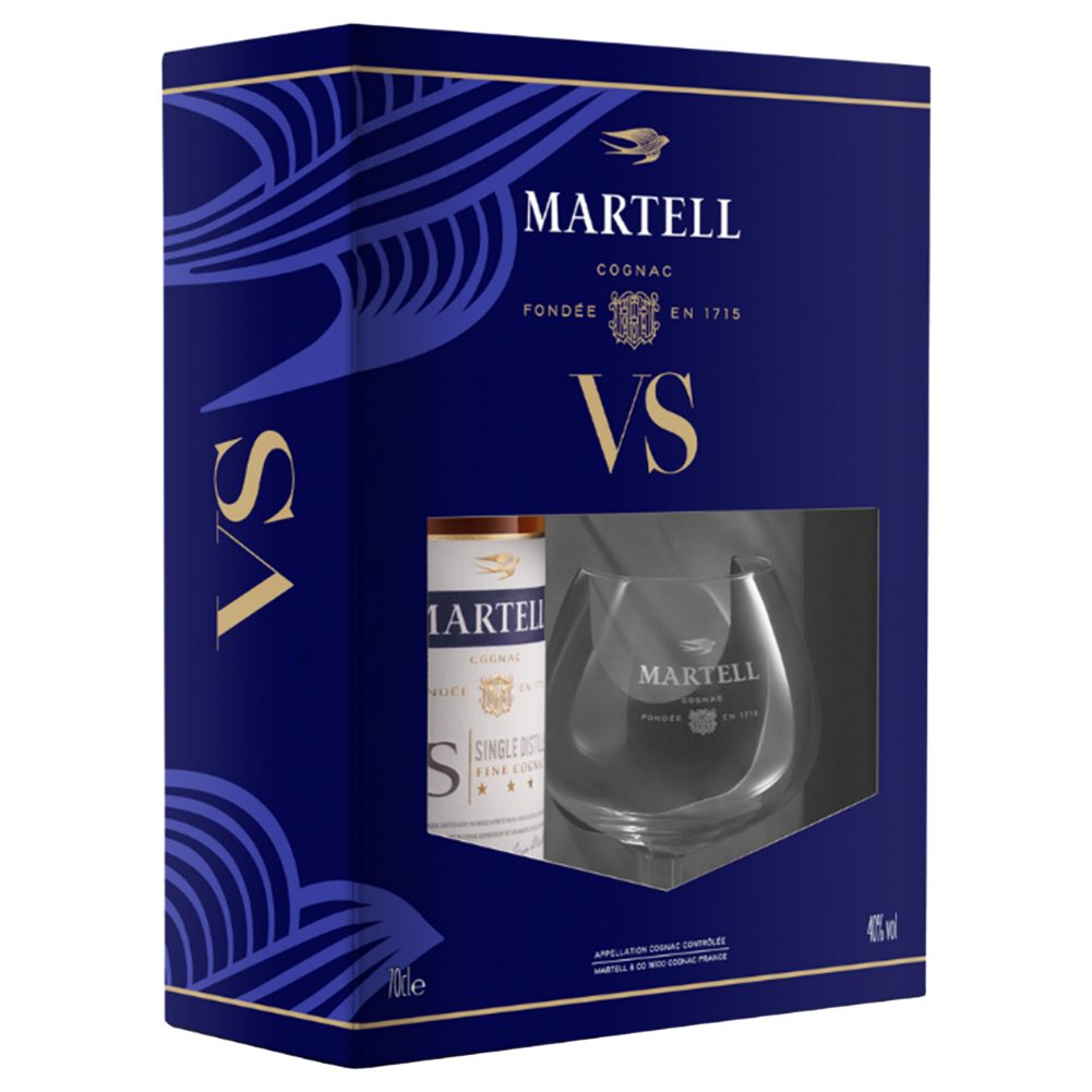DARILNI PAKET KONJAK IN 2 KOZAR., MARTELL, 0,7L