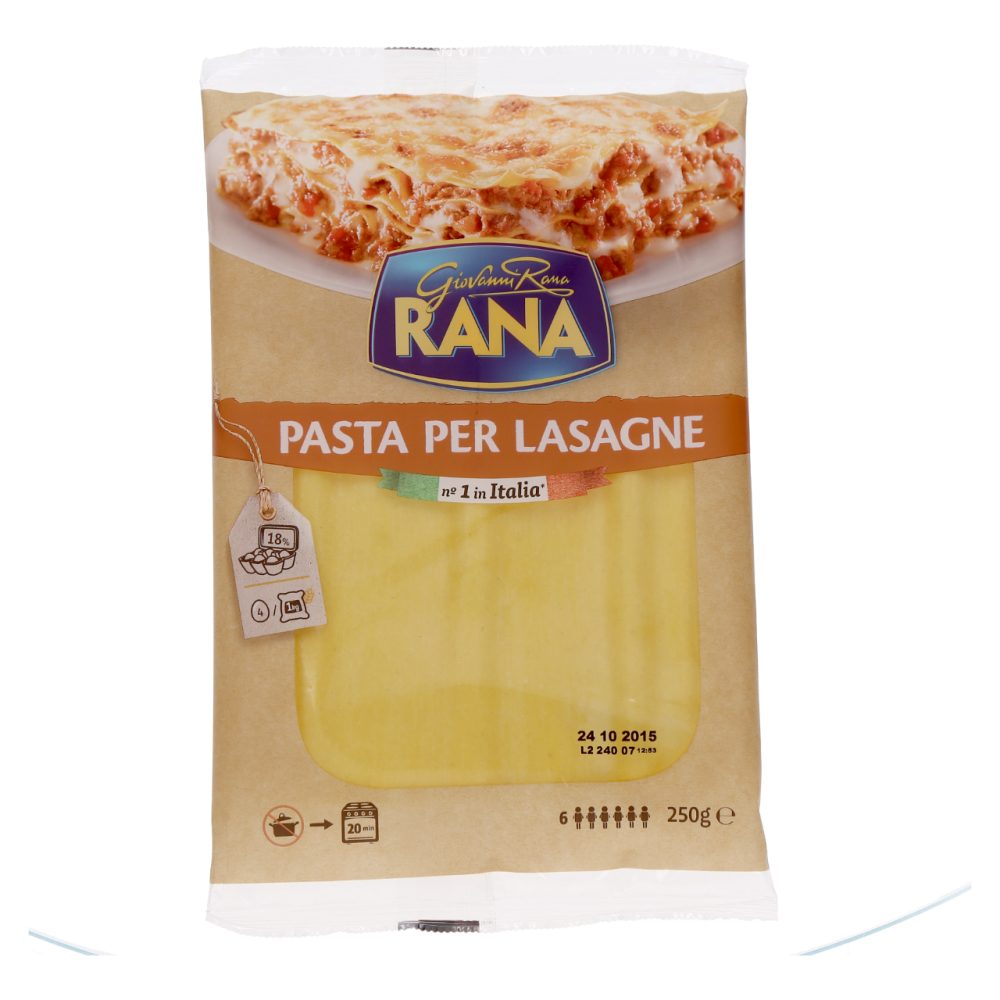 SVEŽE JAJČNE TESTENINE ZA LAZANJO, RANA, 250G