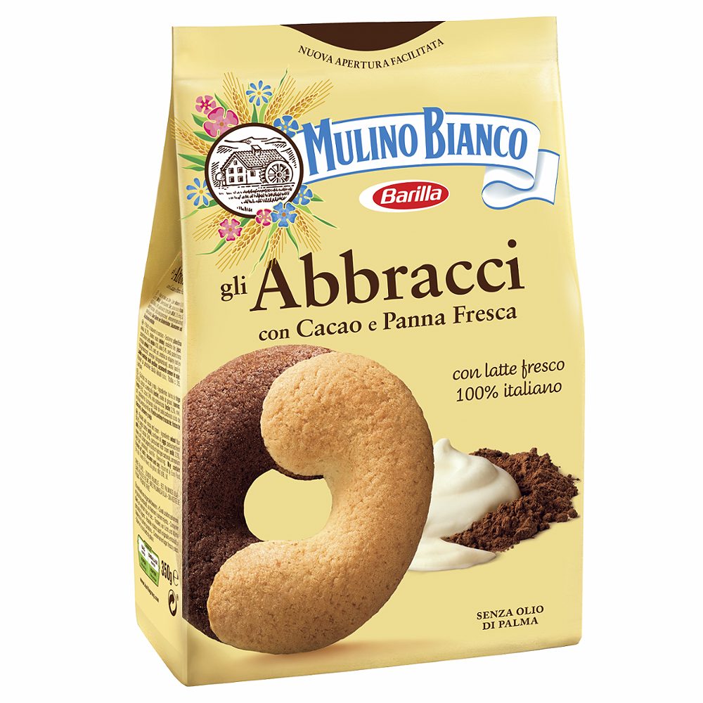 piškoti s smetano in kakavom abbracci, mulino bianco, 350g