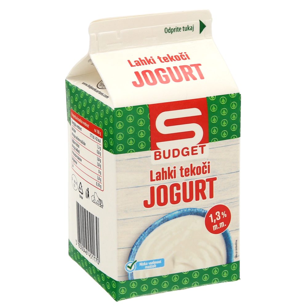 LAHKI TEKOČI NAVADNI JOGURT 1,3% M.M., S-BUDGET, 500G