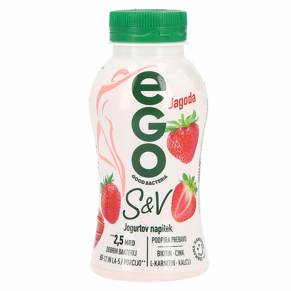 jogurtov napitek jagoda 1,1% m.m. slim&vital, ego, 250g
