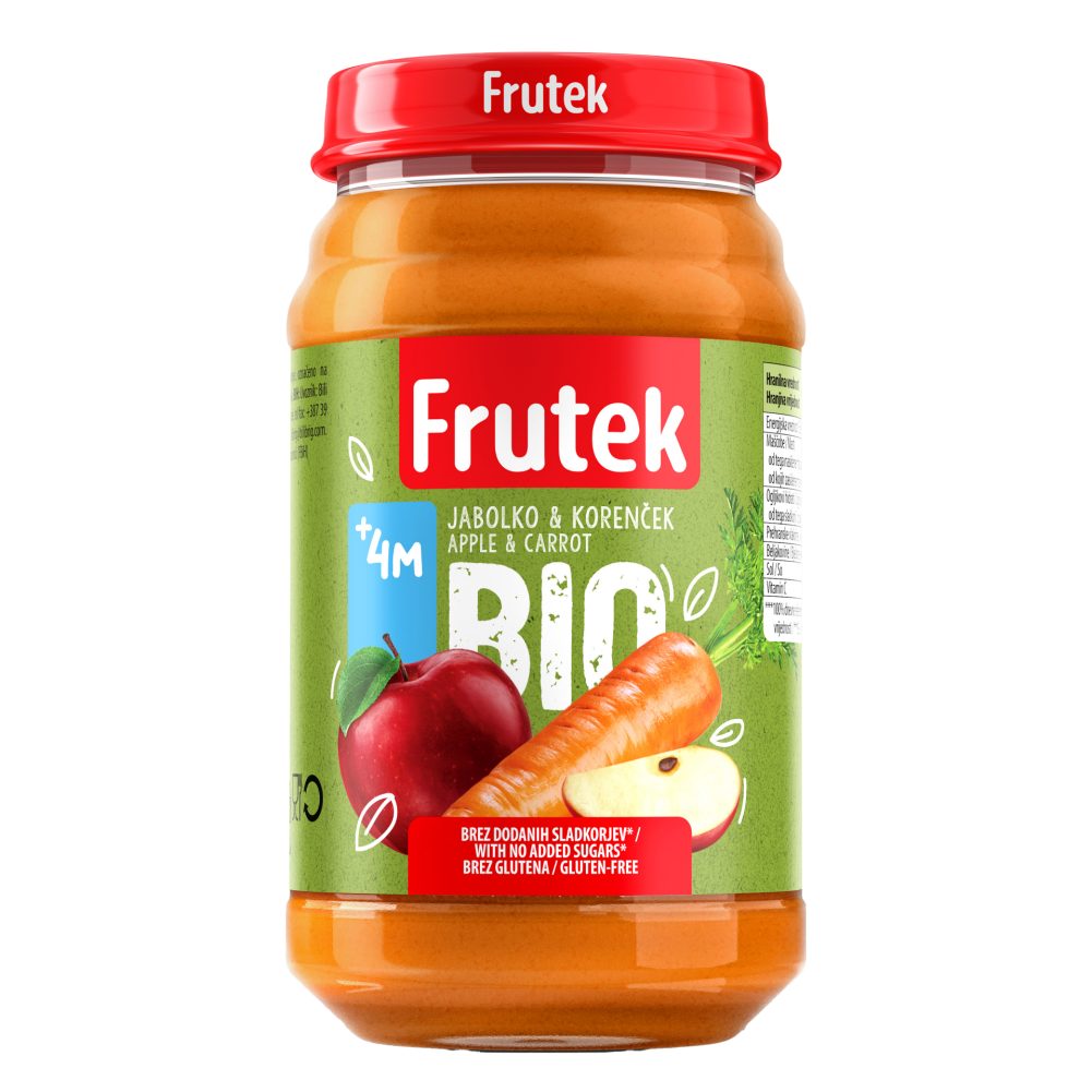 BIO KAŠICA JABOLKO IN KORENJE, FRUTEK, 190G