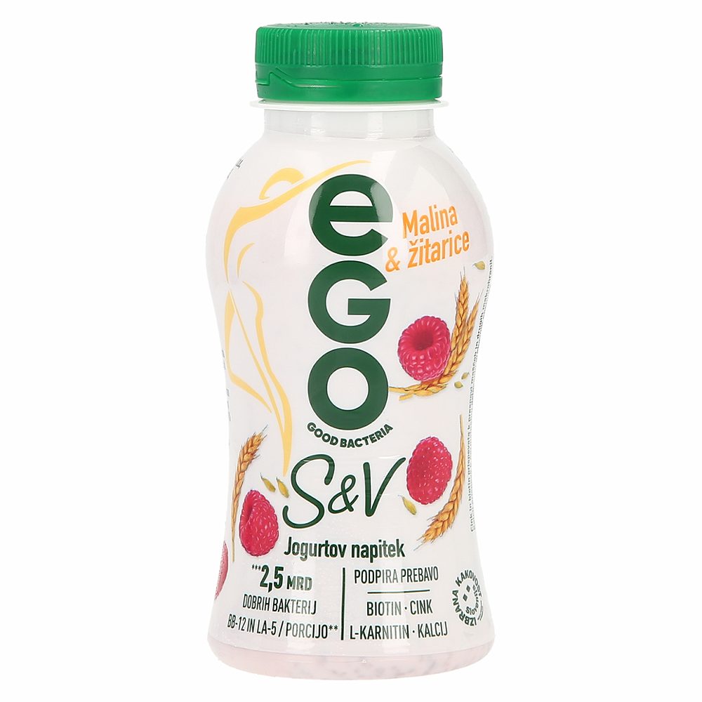 jogurtov napitek malina in žita 1,1% m.m. slim&vital, ego, 250g