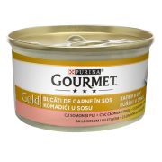 Slika produkta MOKRA HRANA ZA MAČKE PIŠČANEC IN LOSOS GOURMET GOLD, PURINA, 85G