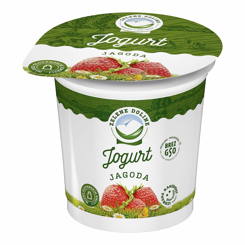 jogurt jagoda, 2,5% m.m., zelene doline, 250g
